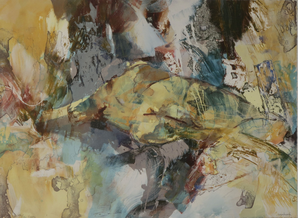 Hans Vanhorck: Zeefdruk, Z.T. - Ingelijst verkocht voor € 50!