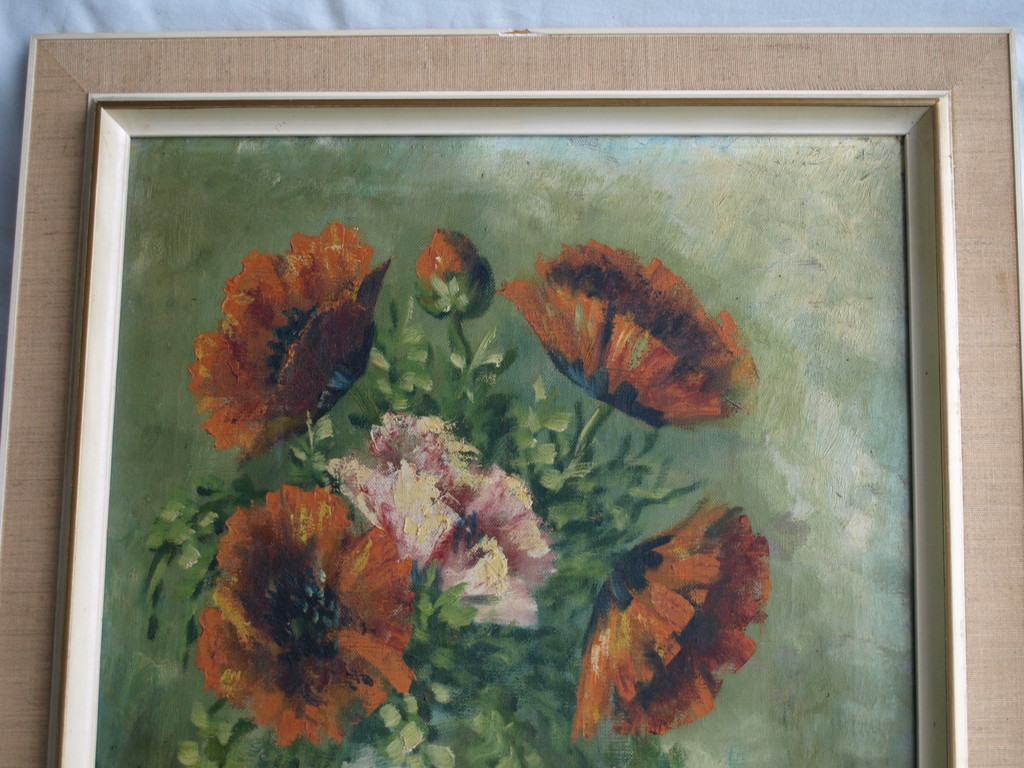 Herman Wijngaard : Olieverf op doek, Bloemstilleven met klaprozen – ca 1960 kopen? Bied vanaf 1!