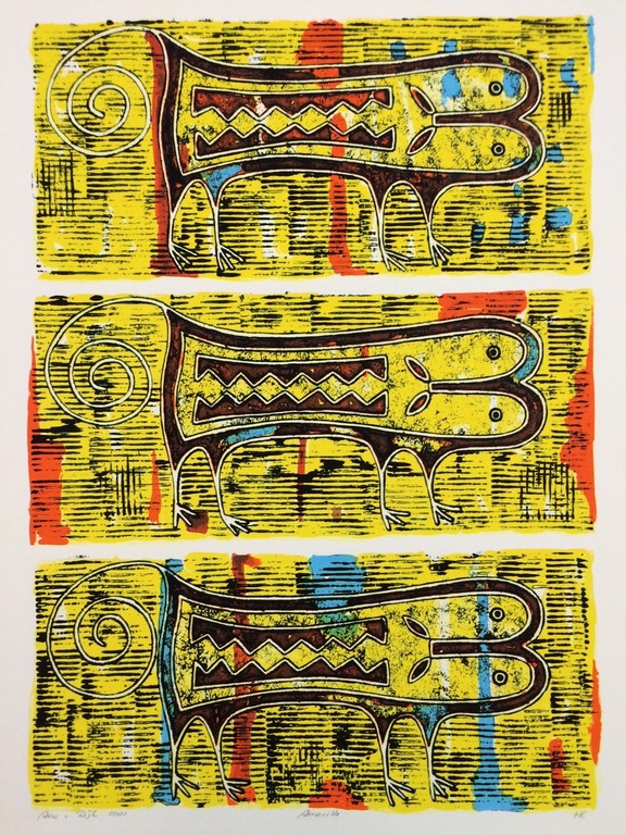 Ans van Dijk, zeefdruk op papier, titel: Amarillo kopen? Bied vanaf 20!