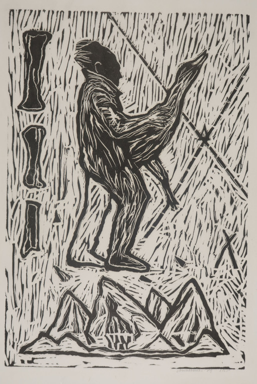 Anne Semler: Lino op Rijstpapier, Man met gans kopen? Bied vanaf 1!