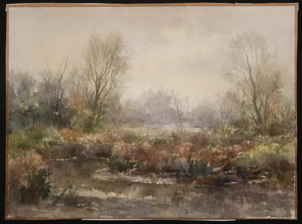 Frans Manders: Aquarel, Landschap kopen? Bied vanaf 20!