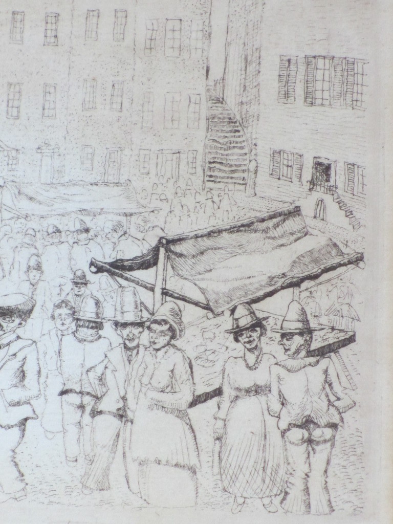 Cor de Wolff, Markt, Ets 1941 verkocht voor € 35!