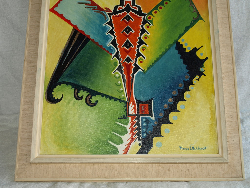 TOON VAN LIESHOUT – Acryl op canvas – ‘Vlinder’ – Gesigneerd & ingelijst    kopen? Bied vanaf 1!