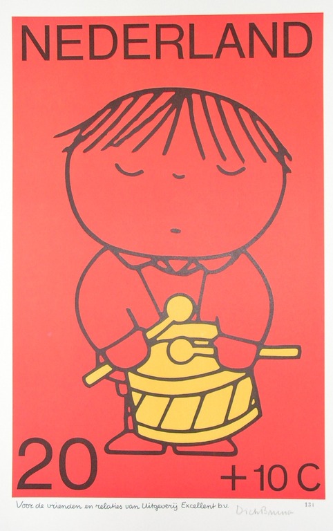 Dick Bruna  -  zeefdruk  -  Trommelaartje. verkocht voor € 125!