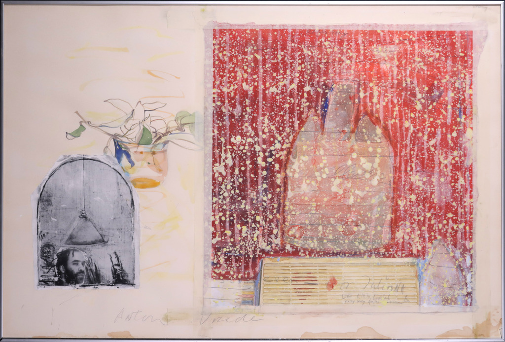 Anton Vrede: Collage en gemengde technieken op papier - Ingelijst verkocht voor € 35!