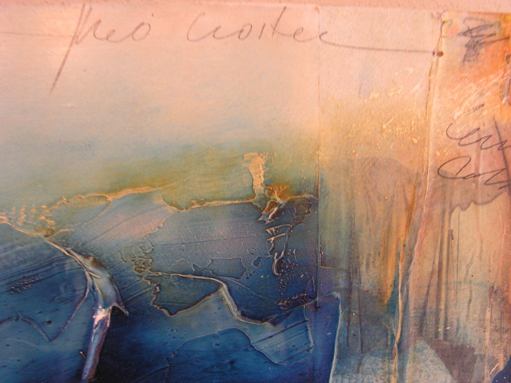 Theo Koster - Gemengde techniek op hout  -  Blue wave. Zeer groot werk op hout! kopen? Bied vanaf 750!