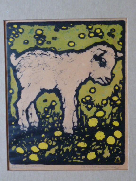 Arie Zonneveld - kleurenhoutsnede - Geitje kopen? Bied vanaf 80!