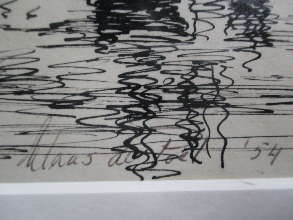 Klaas de Poel, ingelijste inkttekening Magere Brug Amsterdam 1954 kopen? Bied vanaf 1!