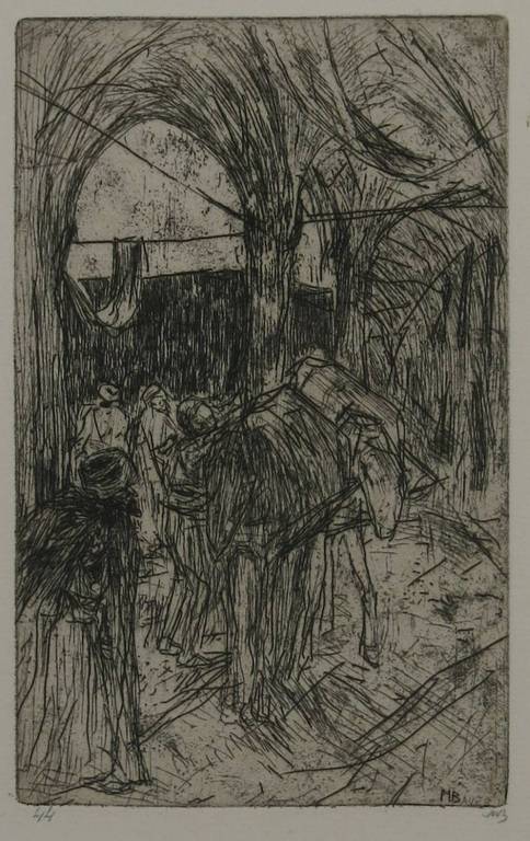 Marius Bauer: Ets, Pakpaarden verkocht voor € 45!