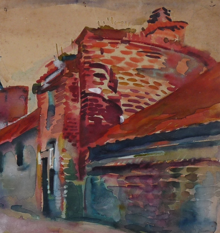 Jan Gerrit Jordens, Aquarel, Straatje met toren kopen? Bied vanaf 275!