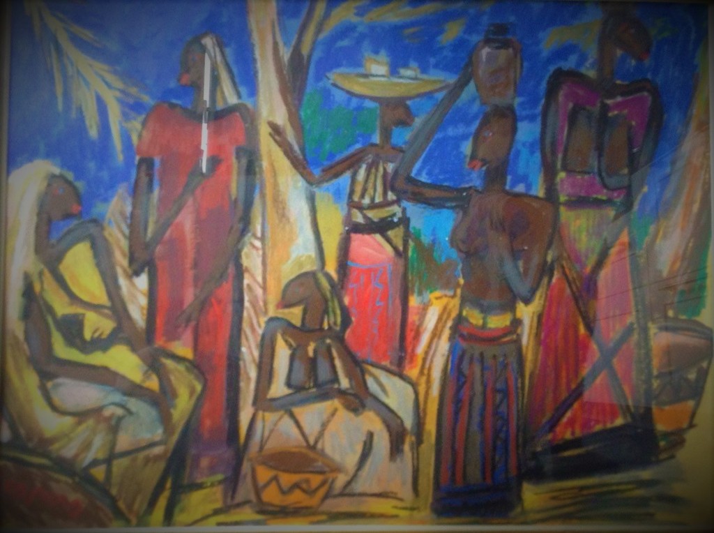 Floris Jespers Olieverf 40x30, Congolese vrouwen uit de periode 1951-1959 verkocht voor € 300!
