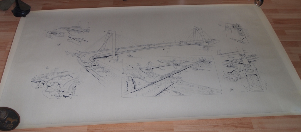 Rudolf Das - originele bouwtekening Willemsbrug Rotterdam kopen? Bied vanaf 1!