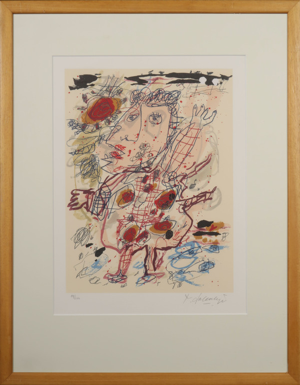 Kees Salentijn: Zeefdruk, Vestidos III - Ingelijst verkocht voor € 40!