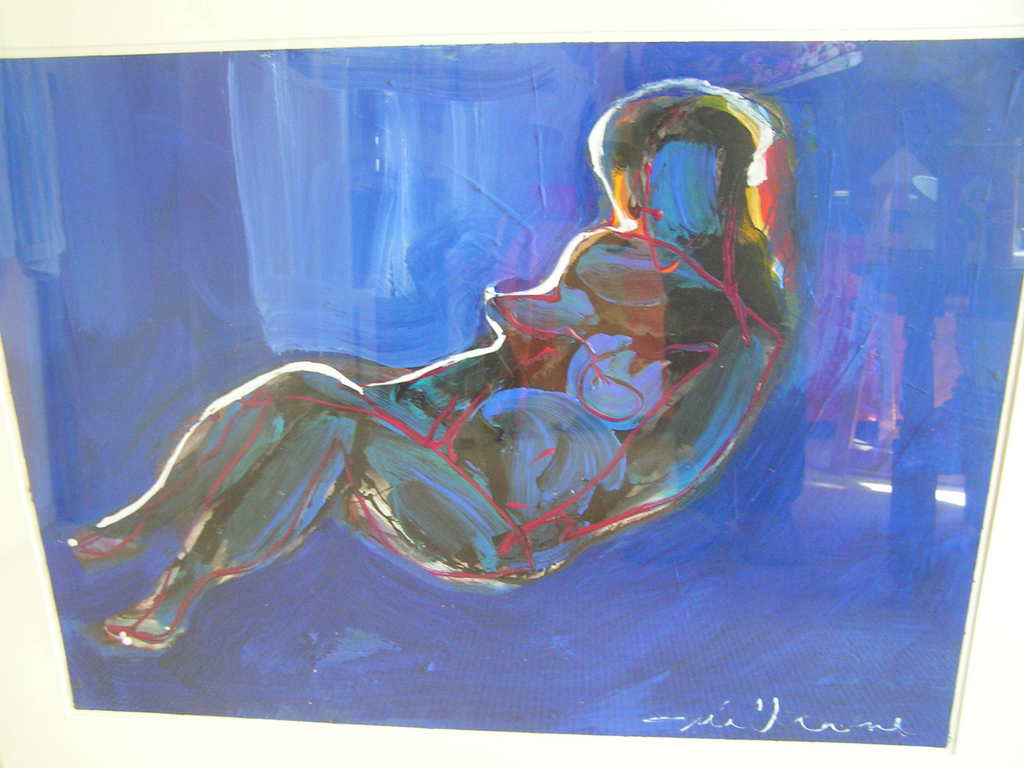 Quillaume Lo A Njoe : Gouache, Liggend vrouwelijk naakt. kopen? Bied vanaf 125!