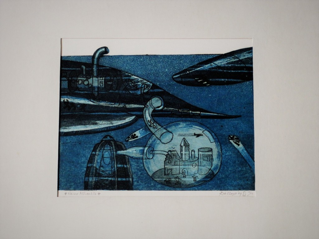 Fascinerend werk Rob Clous (1940-) Bep.Oplage 10/10 KleurEts  "nieuw Atlantis"  kopen? Bied vanaf 1!