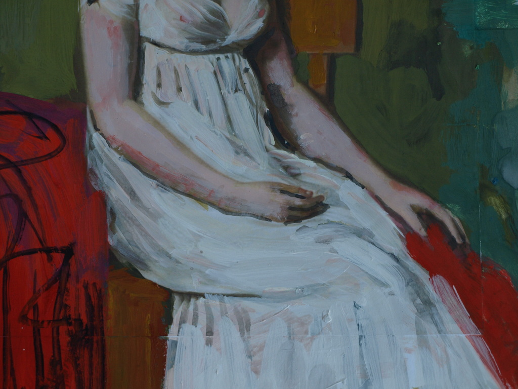 Peter Klashorst : acrylverf op papier , Vrouw met witte jurk – 2016 kopen? Bied vanaf 50!