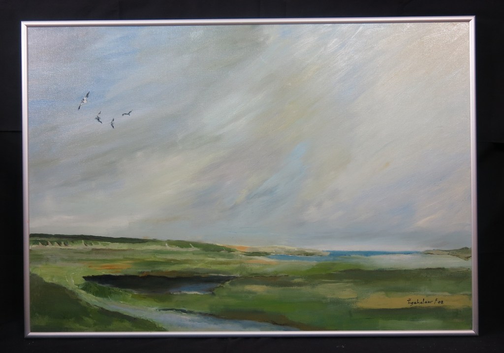 Andre Tigchelaar: Olieverf op doek, Texel, de Slufter - Ingelijst kopen? Bied vanaf 1!