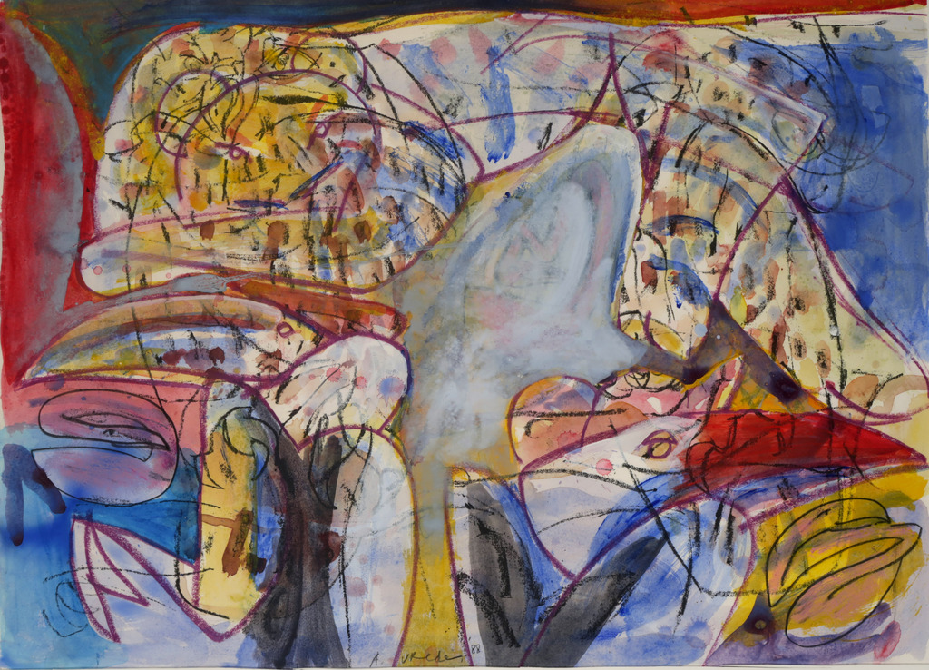 Anton Vrede: Aquarel en krijt, Zonder titel - Ingelijst kopen? Bied vanaf 60!