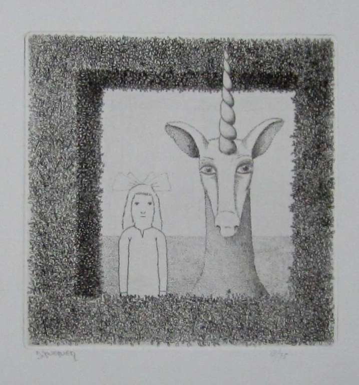 Dolf Zwerver, ets, Eenhoorn verkocht voor € 85!