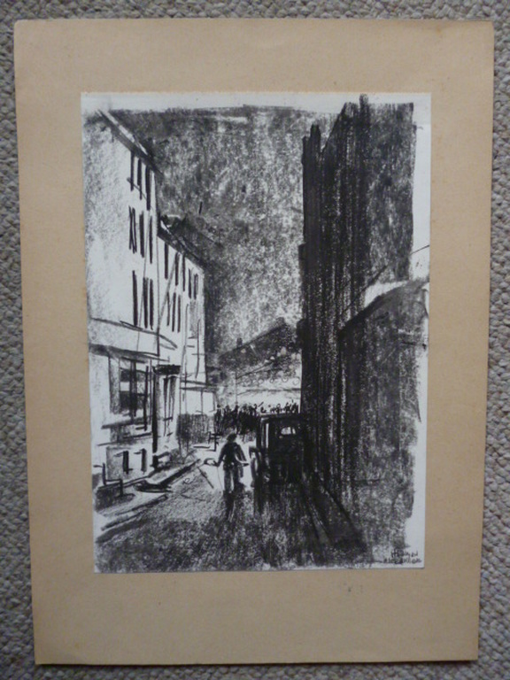 Herman Moerkerk - tekening - Stadstafereel kopen? Bied vanaf 75!