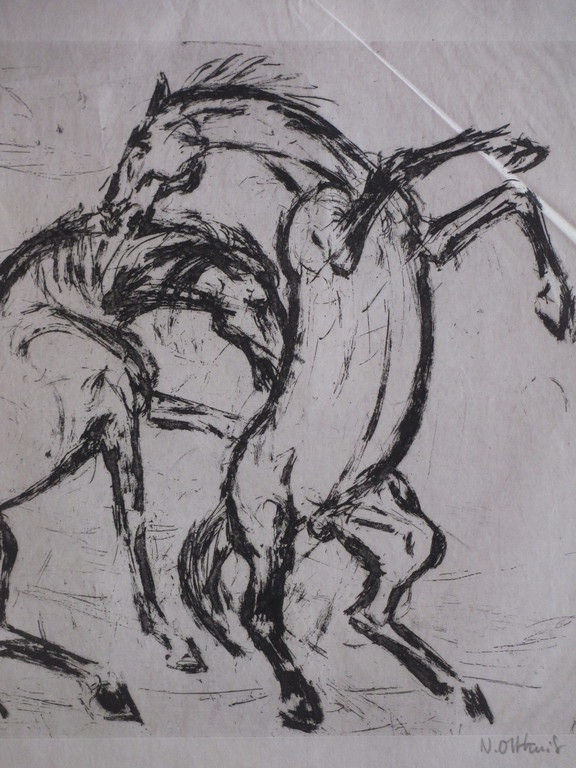 N.Olthuis, Paarden, Houtsnede kopen? Bied vanaf 1!