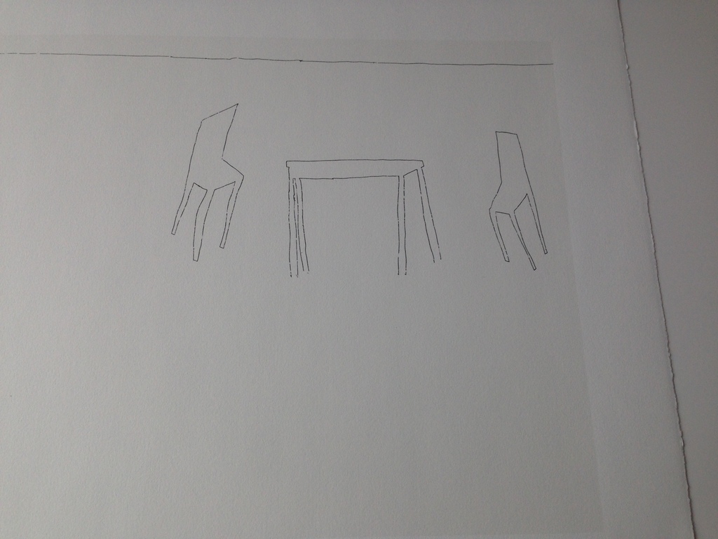 Klaas Gubbels, 1981, gesigneerd, zeefdruk, tafel & stoelen kopen? Bied vanaf 95!