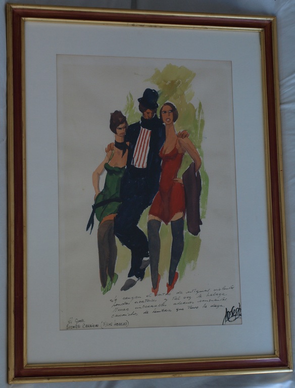 Argentijnse kunstenaar : Gouache , Tango 2 - gesigneerd & ingelijst -74 x 56 cm kopen? Bied vanaf 1!