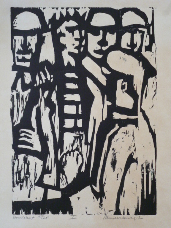 Flip van der Burgt - linosnede - Kruiswegstaties verkocht voor € 70!