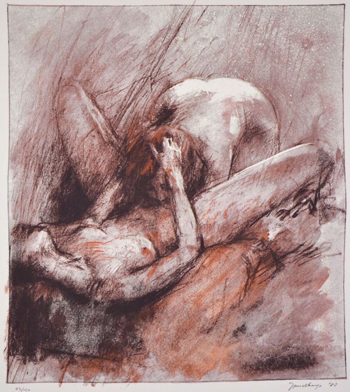 Jan Asselbergs: Litho. Erotische voorstelling. verkocht voor € 35!