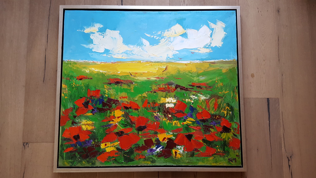 Gagik Manoukian (1952) - klaprozen-  Acrylverf op doek, gesigneerd r.o. kopen? Bied vanaf 325!