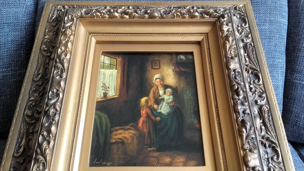 Interieur - olieverf op paneel - onduidelijk gesigneerd kopen? Bied vanaf 125!