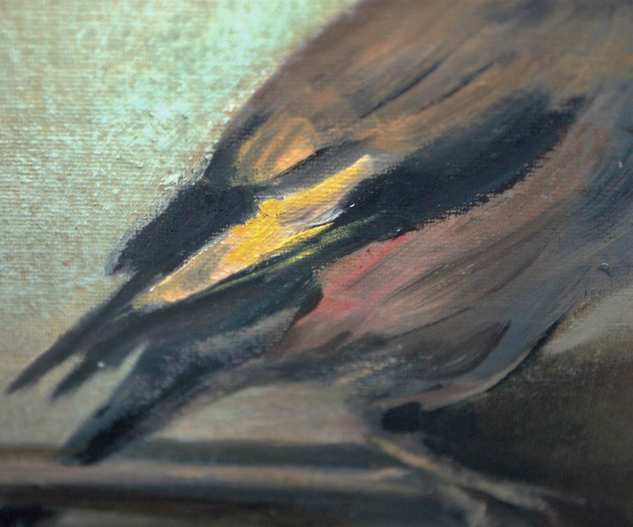 kleine vogel - met onbekend monogram - olieverf op paneel kopen? Bied vanaf 1!