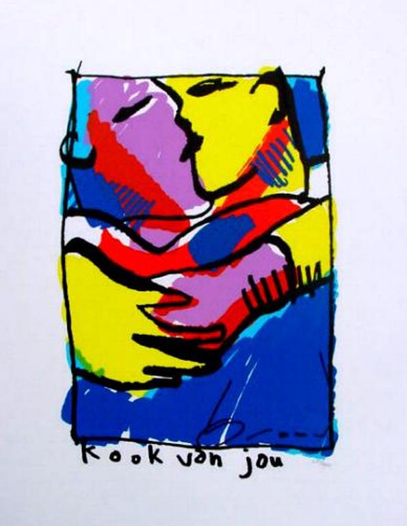 HERMAN BROOD, grote gelimiteerde en handgesigneerde zeefdruk 'Kook van jou' verkocht voor € 160!