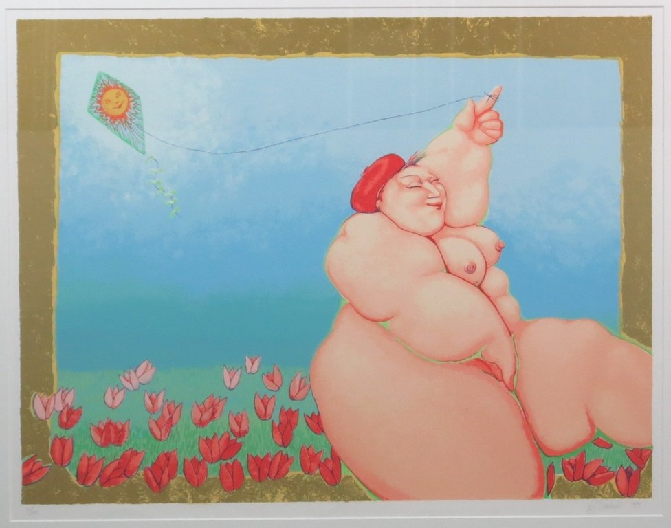 Ada Breedveld: Zeefdruk, Vlieger - Ingelijst verkocht voor € 70!