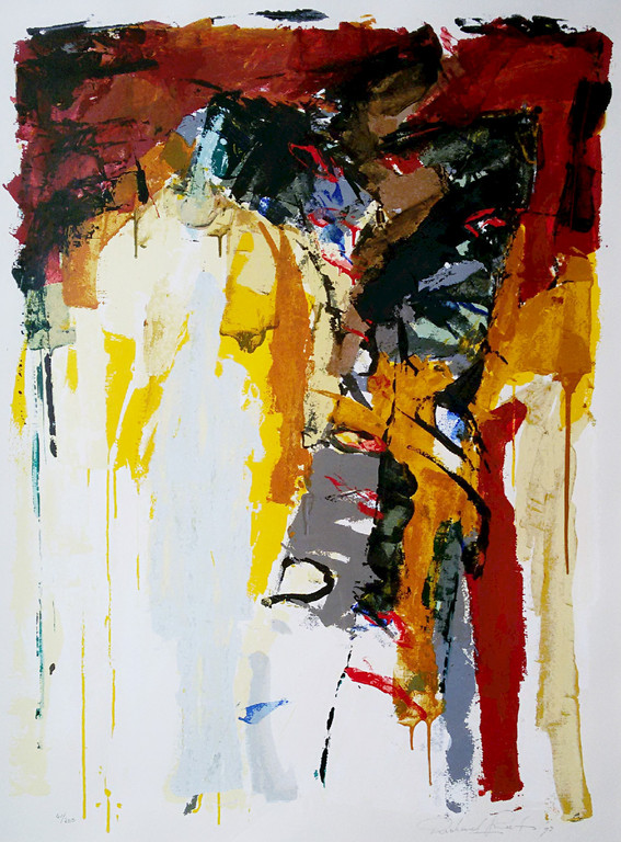 Richard Smeets - Abstracte compositie, zeefdruk (prachtig ingelijst, groot!) verkocht voor € 225!