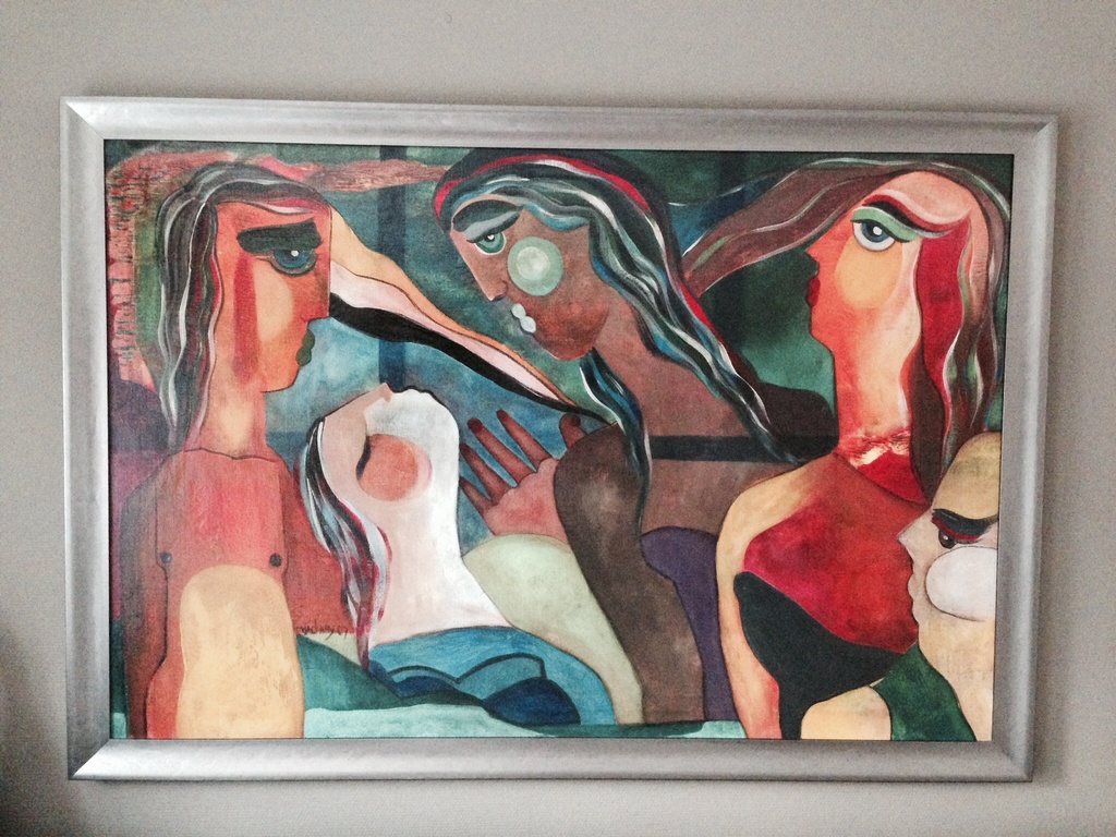 Theo Mackaay origineel, acryl op doek, ingelijst. 'Hallo'  kopen? Bied vanaf 3500!