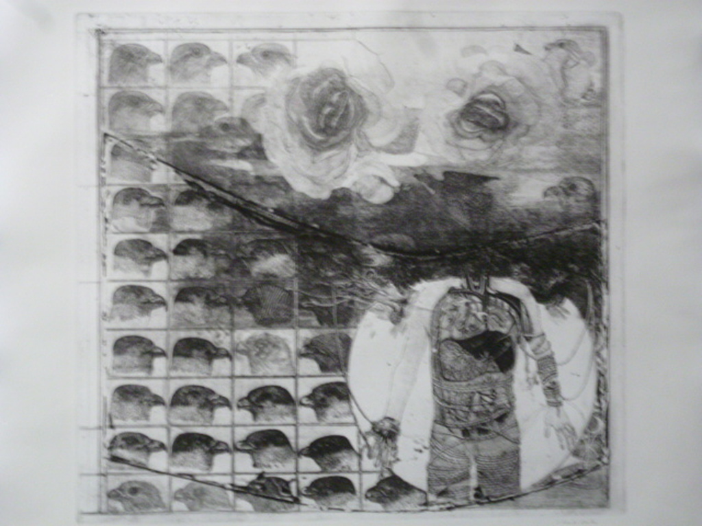 Charles Donker - ets - De valkenier in zijn eigen loer verward verkocht voor € 140!