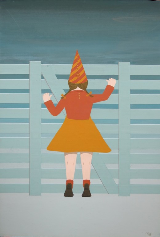Jules Reek: Acryl op board, Meisje bij hek kopen? Bied vanaf 1!