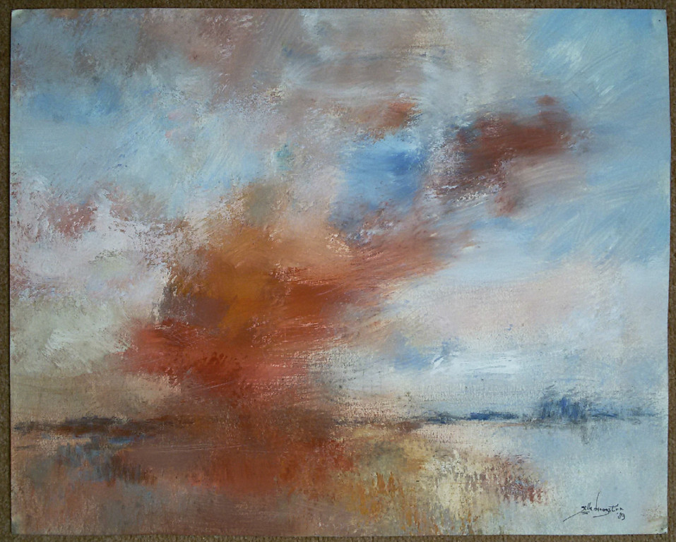 Jelle Hoogstra - Wolkenlucht boven water, gouache kopen? Bied vanaf 95!