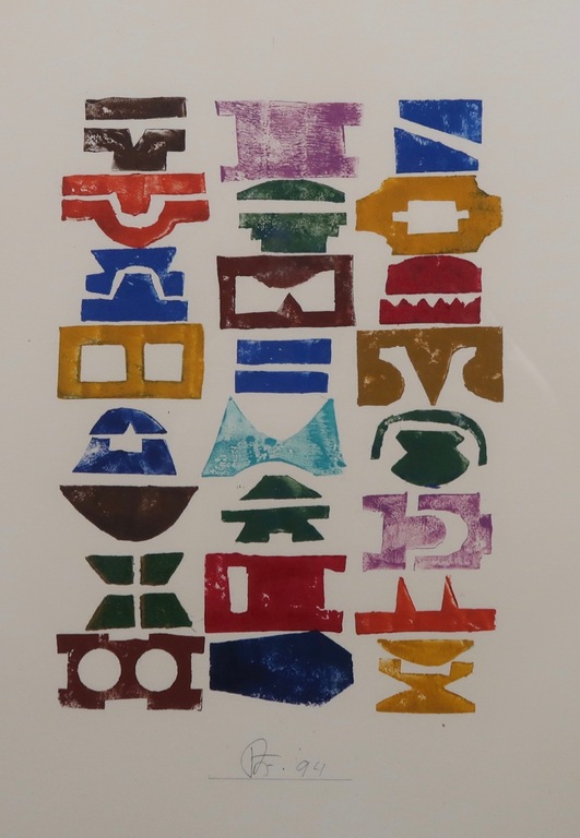 Piet Franzen: Hoogdruk op papier, Z.T. IV - Ingelijst verkocht voor € 50!