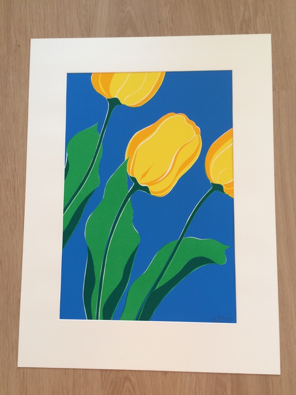 Joke van der Tuuk: zeefdruk, gele tulpen kopen? Bied vanaf 60!