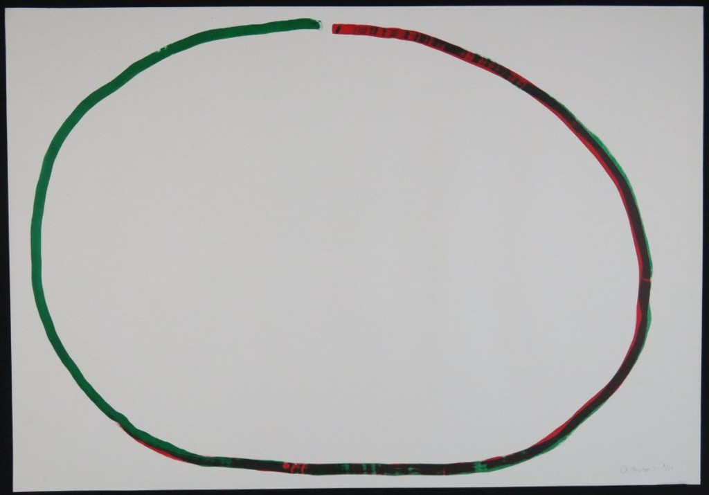 Rob van Koningsbruggen: Litho, Ovaal groen/rood (groot) kopen? Bied vanaf 80!