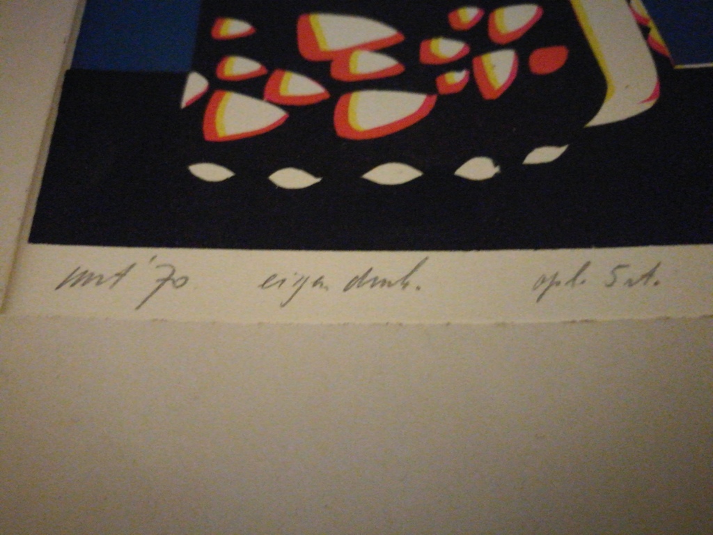 Ad van Dijk: zeefdruk (?), schelpen kopen? Bied vanaf 20!