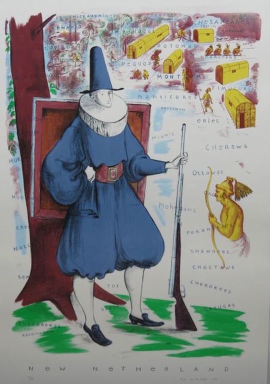 Theo van de Goor: Zeefdruk, New Netherland -Ingelijst kopen? Bied vanaf 35!