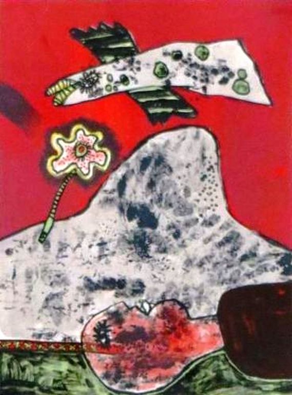 Zeldzame zeefdruk van Corneille 1970: Le Passage de l'oiseau verkocht voor € 250!