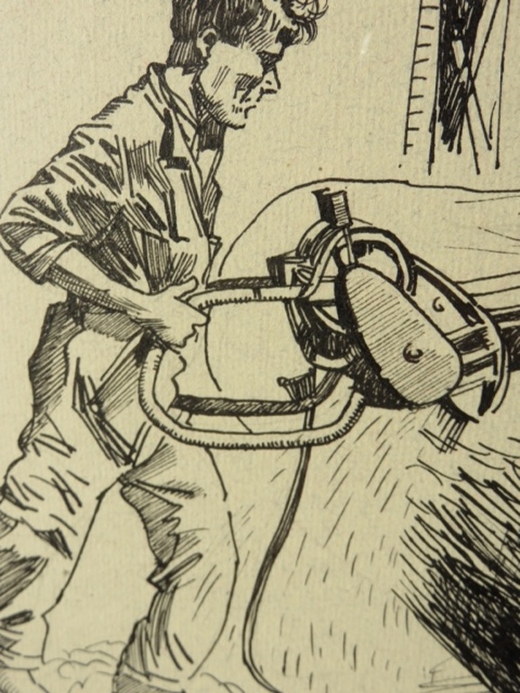 Bernard van Vlijmen - Bernard van Vlijmen: Originele pentekening - Bruynzeelfabriek Zaandam - 1948 kopen? Bied vanaf 50!