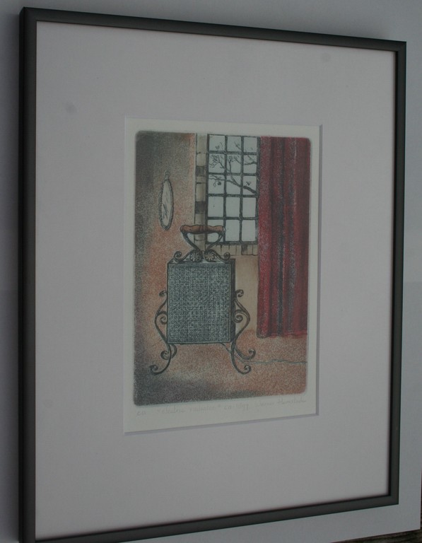 Werner Hemstede, kleurenets, gesigneerd, 'Crompton panel radiator uit 1897' kopen? Bied vanaf 20!