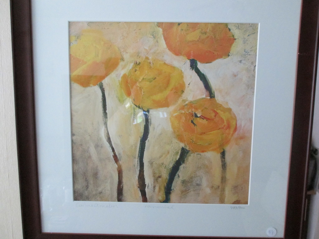 Corine Annelies van Dolder. -Ranonkels- Mooie lithografie. Gesigneerd. Ingelijst kopen? Bied vanaf 75!