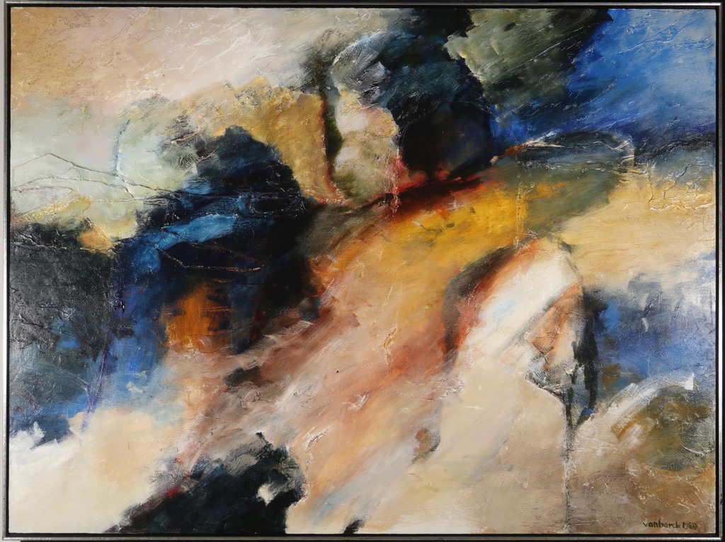 Hans Vanhorck: Gemengde techniek op paneel, Embrace - Ingelijst (Zeer groot) verkocht voor € 1100!