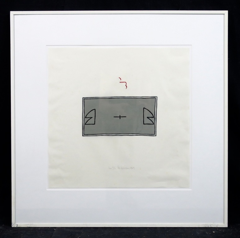 Cees Andriessen: Lino op Japans papier, Zonder titel (groot) verkocht voor € 35!